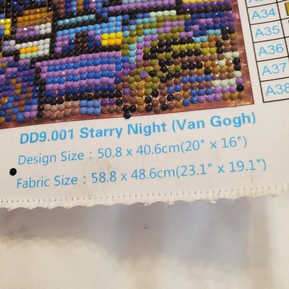 Diamond Art Painting Finished Completed 20"x20" Van Gogh Starry Night Hanging - Picture 11 of 12